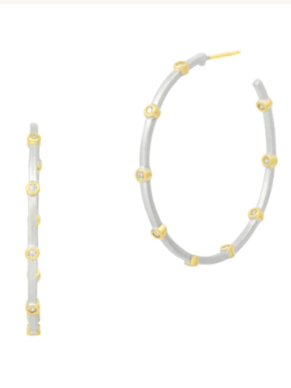 Freida Rothman Signature Your Go-To Bezel Hoop in Silver & Gold - NWT $295